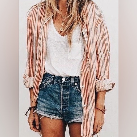 Red and White Button up shirt - Picture 1 of 8